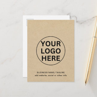 Cartão Postal Kraft Rustic Postcard l Branded Business Logo