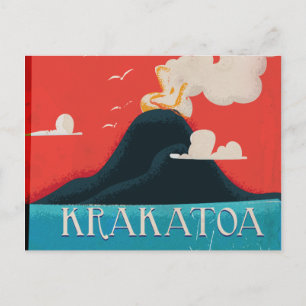 Cartão Postal Krakatoa Vintage Vacage Poster Art