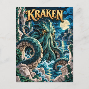 Cartão Postal Kraken, Monstro de Corte de Papel