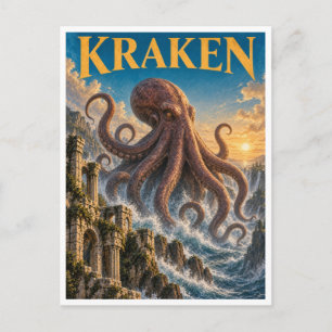 Cartão Postal Kraken, Monstro de Fantasia Gótica