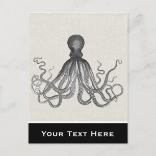 Cartão Postal Kraken - Octopus Gigante Negro / Cthulu