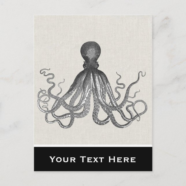 Cartão Postal Kraken - Octopus Gigante Negro / Cthulu (Frente)