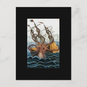 Cartão Postal Kraken Steampunk Octopus Vintage