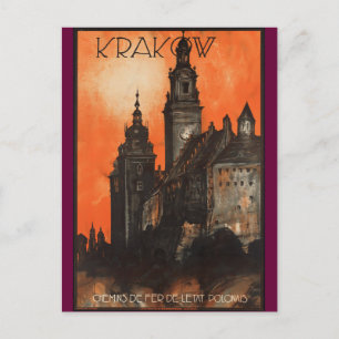 Cartão Postal Krakow Polônia - Poster de viagens polonês Vintage