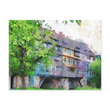 Krämerbrücke em Erfurt. Casas de enxaimel sobre a 