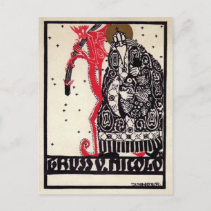 Cartão Postal Krampus alemão vintage