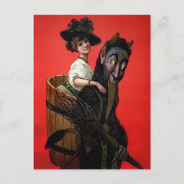 Cartão Postal Krampus Carregando Mulher