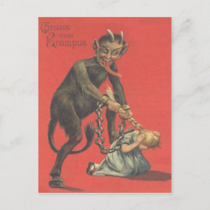 Cartão Postal Krampus Castigando Menina