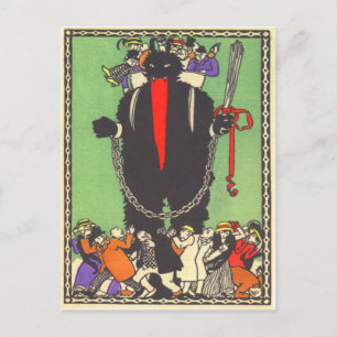 Cartão Postal Krampus Colecionando as Pessoas Más