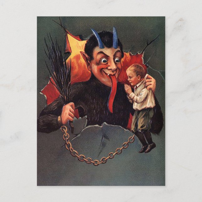 Cartão Postal Krampus com Boy (Frente)