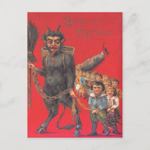 Cartão Postal Krampus com crianças ruins