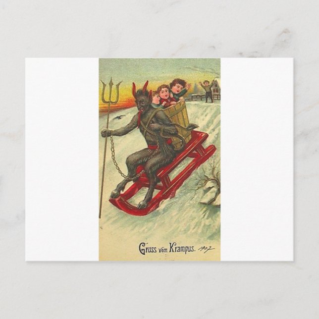 Cartão Postal Krampus e seu Tridente (Frente)