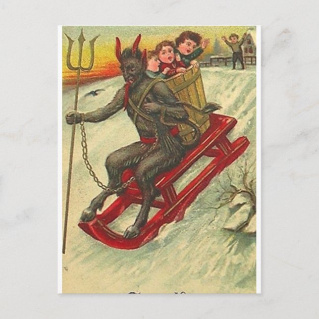 Cartão Postal Krampus e seu Tridente (Frente)