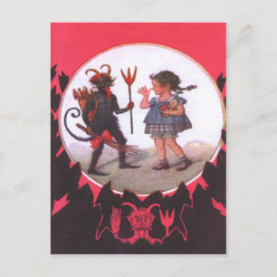 Cartão Postal Krampus & Little Girl