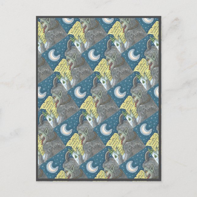 CARTÃO POSTAL KRAMPUS NAUGHTY LIST, ESCASSA HISTÓRIA DE NATAL (Frente)