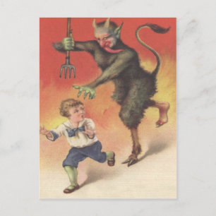 Cartão Postal Krampus Perseguindo Criança