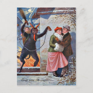 Cartão Postal Krampus Punindo Adultos Maus