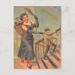 Cartão Postal Krampus Punindo Homem Mau