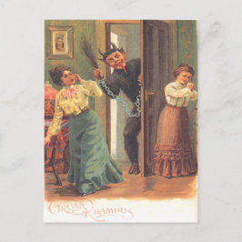 Cartão Postal Krampus Punindo Mulheres