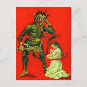 Cartão Postal Krampus Punindo Uma Menina Má