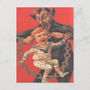 Cartão Postal Krampus que pune Little Boy