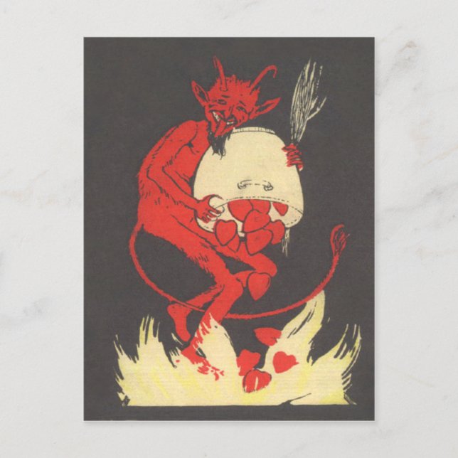Cartão Postal Krampus Queimando Corações (Frente)
