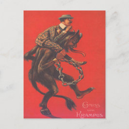 Cartão Postal Krampus sequestrando adulto