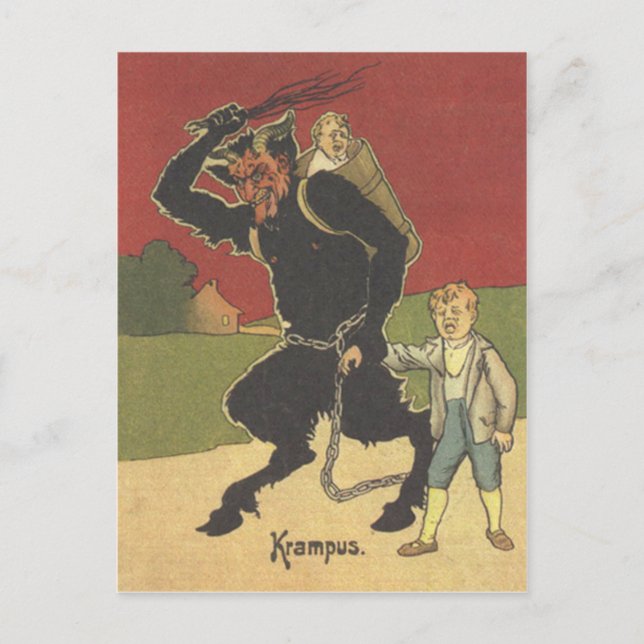 Cartão Postal Krampus Sequestrando Crianças (Frente)