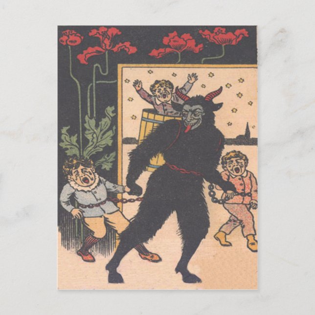 Cartão Postal Krampus Tirando Crianças Más (Frente)