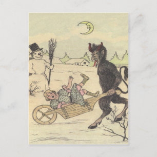Cartão Postal Krampus Tirando Uma Criança Má