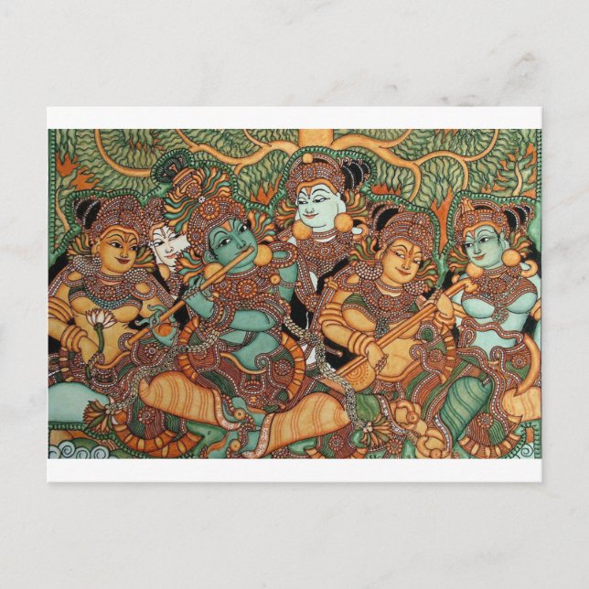CARTÃO POSTAL KRISHNA JOGANDO A FLUTA (Frente)