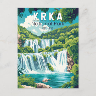 Cartão Postal Krka National Park Croácia Viagem Art Vintage