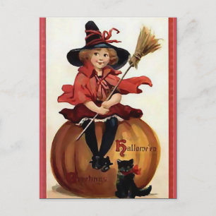 Cartão Postal KRW - Bruxinha Vintage Halloween