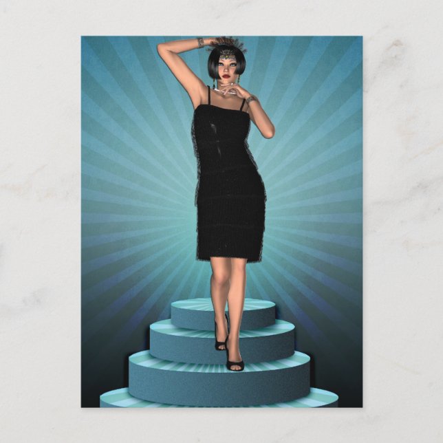 Cartão Postal KRW Putting no Ritz Deco Flapper (Frente)