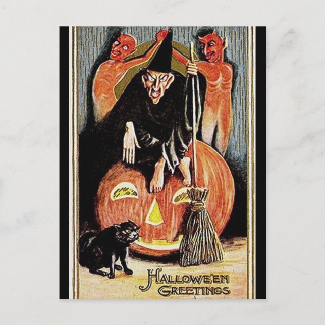 Cartão Postal KRW Vintage Halloween Saudações (Frente)