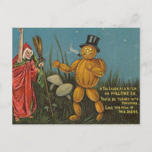 Cartão Postal KRW Vintage Pumpkin Man Halloween