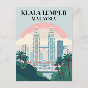 Cartão Postal Kuala Lumpur Malásia Paisagem Urbana Vintage Viage