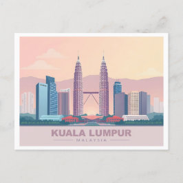 Cartão Postal Kuala Lumpur Malásia Pastel Viagem