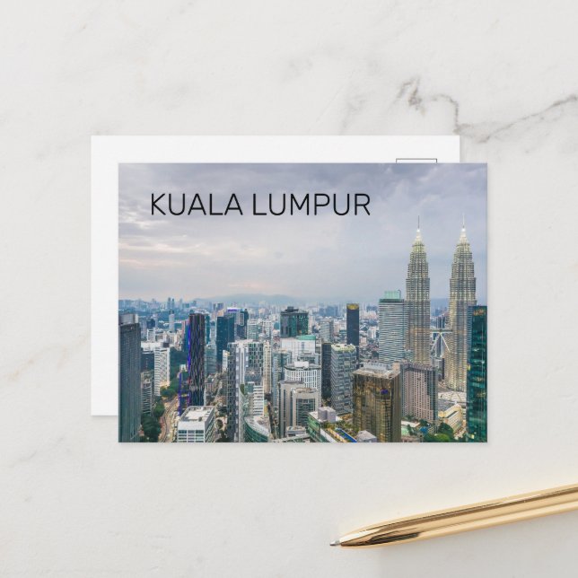 Cartão Postal Kuala Lumpur Malásia Skyline Vintage Souvenir (Frente/Verso In Situ)