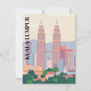Cartão Postal Kuala Lumpur Malásia Torres Art Déco Paisagem Urba
