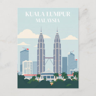 Cartão Postal Kuala Lumpur Malásia Torres Petronas Horizonte Cid