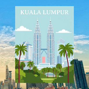 Cartão Postal Kuala Lumpur Malásia Torres Petronas Modernas