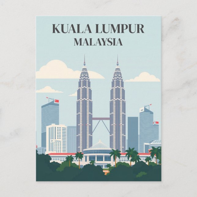 Cartão Postal Kuala Lumpur Malásia Torres Petronas Paisagem Urba (Frente)