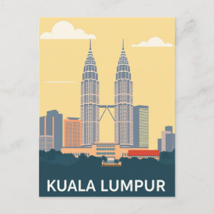 Cartão Postal Kuala Lumpur Malásia Torres Petronas Vintage