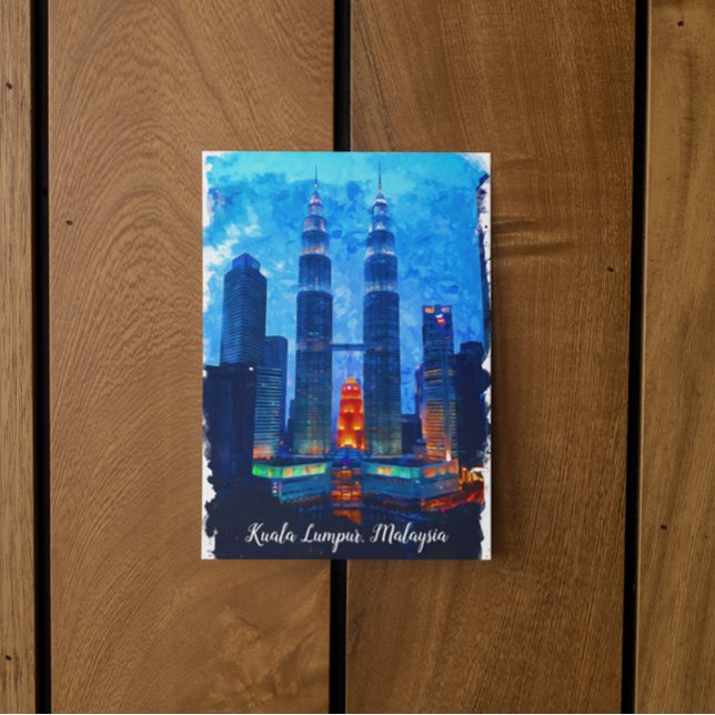 Cartão Postal Kuala Lumpur Malásia Viagem (kuala lumpur malaysia watercolor postcard)