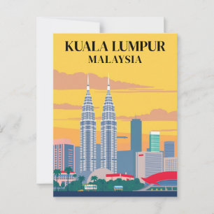 Cartão Postal Kuala Lumpur Malásia Vintage Towyscape