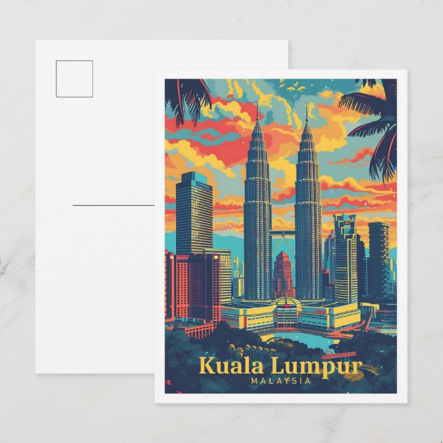Cartão Postal Kuala Lumpur Malásia Vintage Viagem (Frente/Verso)