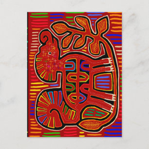 Cartão Postal Kuna Indian Baby Elephant - Mola Folk Art