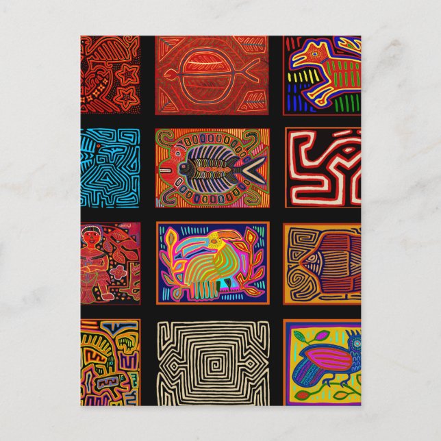 Cartão Postal Kuna Indian Mola Collage (Frente)