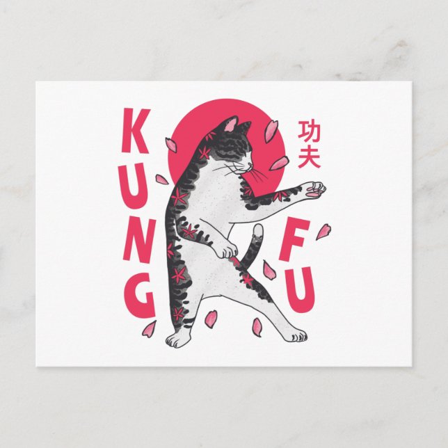 Cartão Postal Kung Fu Cat (Frente)